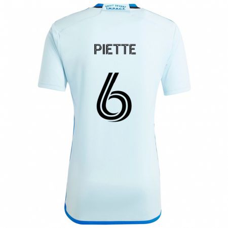 Kandiny Bambino Maglia Samuel Piette #6 Blu Ghiaccio Kit Gara Away 2024/25 Maglietta