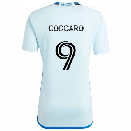 Kandiny Bambino Maglia Matías Cóccaro #9 Blu Ghiaccio Kit Gara Away 2024/25 Maglietta