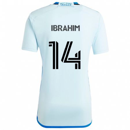 Kandiny Bambino Maglia Sunusi Ibrahim #14 Blu Ghiaccio Kit Gara Away 2024/25 Maglietta