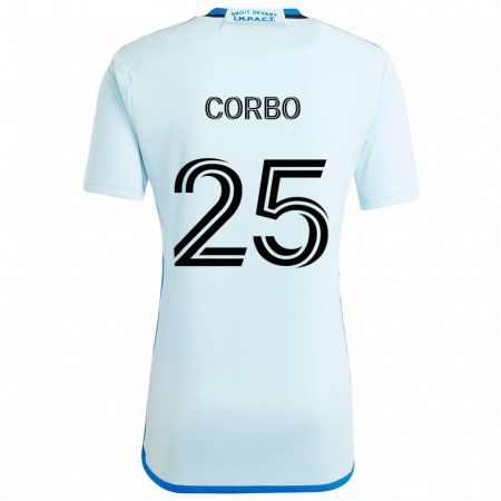 Kandiny Bambino Maglia Gabriele Corbo #25 Blu Ghiaccio Kit Gara Away 2024/25 Maglietta