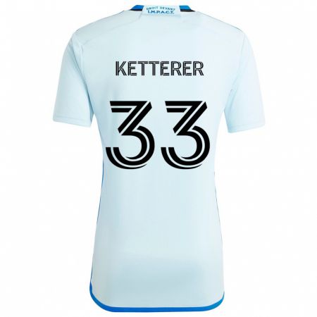 Kandiny Bambino Maglia Logan Ketterer #33 Blu Ghiaccio Kit Gara Away 2024/25 Maglietta