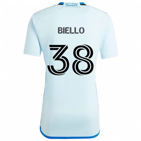 Kandiny Kinder Alessandro Biello #38 Eisblau Auswärtstrikot Trikot 2024/25 T-Shirt Österreich