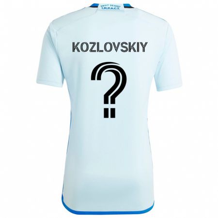 Kandiny Bambino Maglia Sergei Kozlovskiy #0 Blu Ghiaccio Kit Gara Away 2024/25 Maglietta