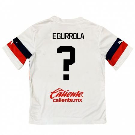 Kandiny Bambino Maglia Luis Egurrola #0 Bianco Rosso Kit Gara Away 2024/25 Maglietta