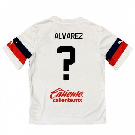 Kandiny Bambino Maglia Sergio Álvarez #0 Bianco Rosso Kit Gara Away 2024/25 Maglietta