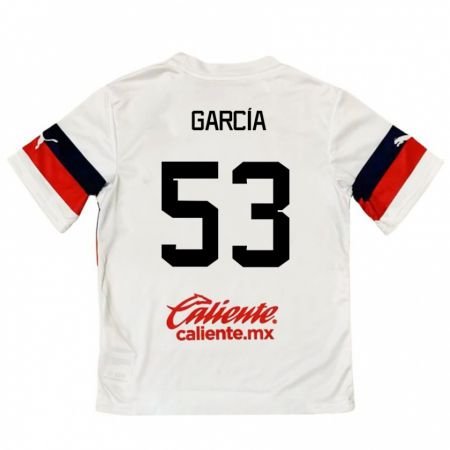 Kandiny Bambino Maglia Uziel García #53 Bianco Rosso Kit Gara Away 2024/25 Maglietta