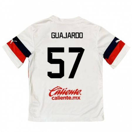 Kandiny Kinderen Dylan Guajardo #57 Wit Rood Uitshirt Uittenue 2024/25 T-Shirt