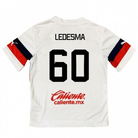 Kandiny Bambino Maglia Luis Ledesma #60 Bianco Rosso Kit Gara Away 2024/25 Maglietta