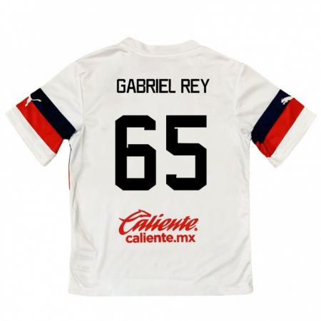 Kandiny Bambino Maglia Luis Gabriel Rey #65 Bianco Rosso Kit Gara Away 2024/25 Maglietta