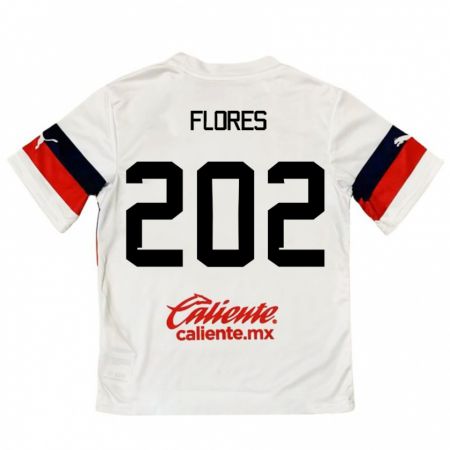 Kandiny Bambino Maglia Daniel Flores #202 Bianco Rosso Kit Gara Away 2024/25 Maglietta