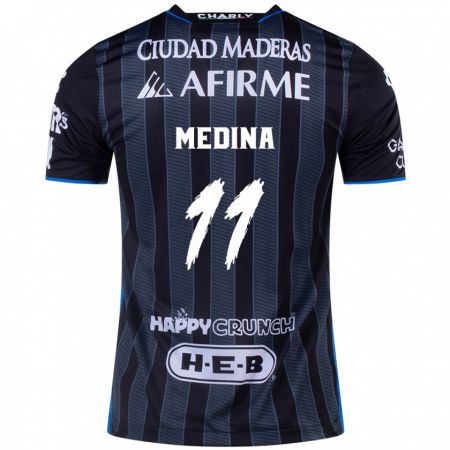 KandinyキッズAlan Medina#11白黒アウェイシャツ2024/25ジャージーユニフォーム