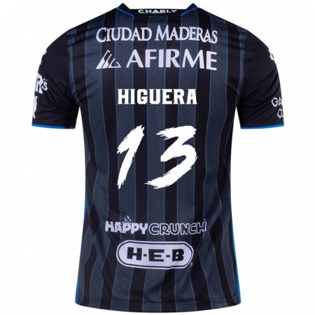 Kandiny Niño Camiseta Carlos Higuera #13 Blanco Negro 2ª Equipación 2024/25 La Camisa