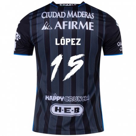 KandinyキッズVíctor López#15白黒アウェイシャツ2024/25ジャージーユニフォーム