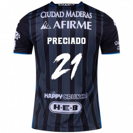 Kandiny Niño Camiseta Ayrton Preciado #21 Blanco Negro 2ª Equipación 2024/25 La Camisa