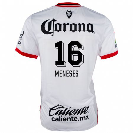 Kandiny Niño Camiseta Jean Meneses #16 Blanco Rojo 2ª Equipación 2024/25 La Camisa México