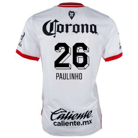 Kandiny Niño Camiseta Paulinho #26 Blanco Rojo 2ª Equipación 2024/25 La Camisa México