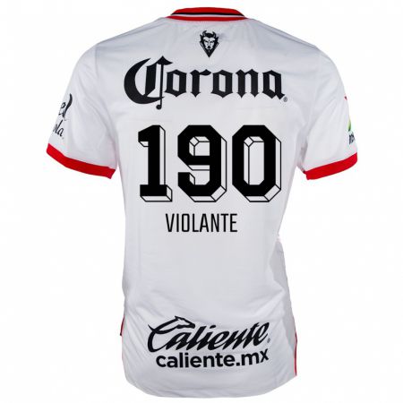 Kandiny Niño Camiseta Isaías Violante #190 Blanco Rojo 2ª Equipación 2024/25 La Camisa México