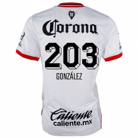 Kandiny Niño Camiseta Luis González #203 Blanco Rojo 2ª Equipación 2024/25 La Camisa México