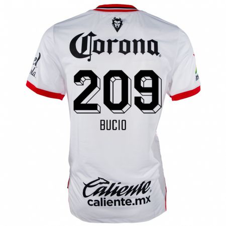 Kandiny Niño Camiseta Sebastián Bucio #209 Blanco Rojo 2ª Equipación 2024/25 La Camisa México