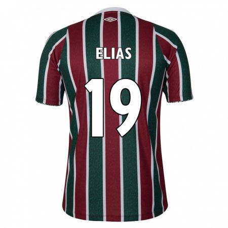 Kandiny Hombre Camiseta Kauã Elias #19 Verde Granate Blanco 1ª Equipación 2024/25 La Camisa