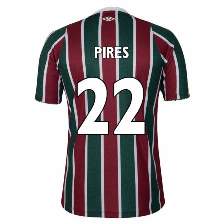 Kandiny Hombre Camiseta Gabriel Pires #22 Verde Granate Blanco 1ª Equipación 2024/25 La Camisa