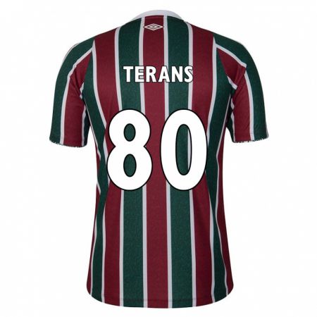 Kandiny Hombre Camiseta David Terans #80 Verde Granate Blanco 1ª Equipación 2024/25 La Camisa