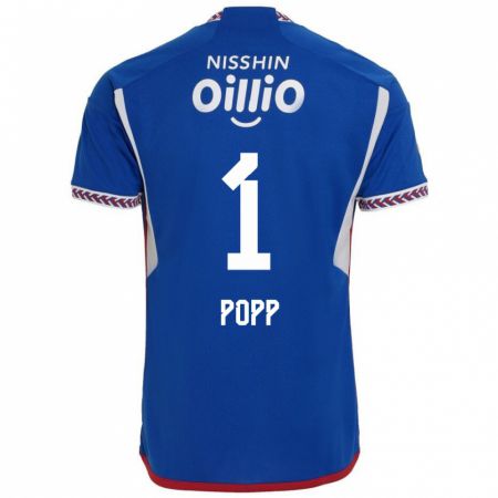 Kandiny Hombre Camiseta William Popp #1 Azul Blanco Rojo 1ª Equipación 2024/25 La Camisa