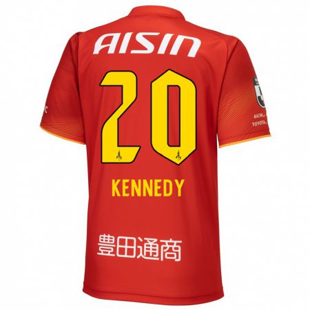 Kandiny Hombre Camiseta Kennedy Egbus Mikuni #20 Rojo Blanco Amarillo 1ª Equipación 2024/25 La Camisa