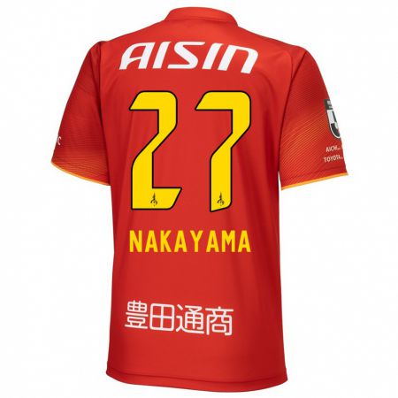 Kandiny Uomo Maglia Katsuhiro Nakayama #27 Rosso Bianco Giallo Kit Gara Home 2024/25 Maglietta