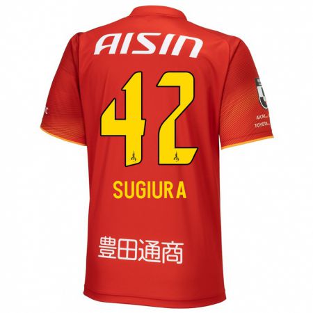 Kandiny Uomo Maglia Shungo Sugiura #42 Rosso Bianco Giallo Kit Gara Home 2024/25 Maglietta