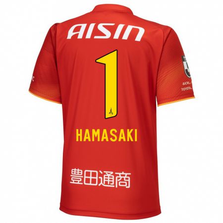 Kandiny Uomo Maglia Shiki Hamasaki #1 Rosso Bianco Giallo Kit Gara Home 2024/25 Maglietta