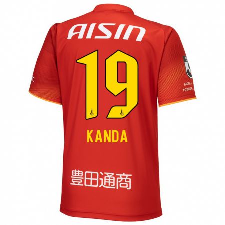 Kandiny Hombre Camiseta Ryu Kanda #19 Rojo Blanco Amarillo 1ª Equipación 2024/25 La Camisa