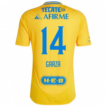 Kandiny Heren Jesús Garza #14 Goud Geel Thuisshirt Thuistenue 2024/25 T-Shirt België