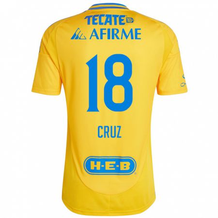 Kandiny Heren Belen Cruz #18 Goud Geel Thuisshirt Thuistenue 2024/25 T-Shirt