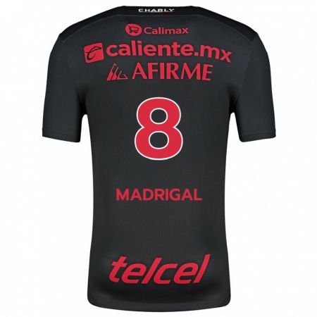 Kandiny Hombre Camiseta Fernando Madrigal #8 Negro Rojo 1ª Equipación 2024/25 La Camisa