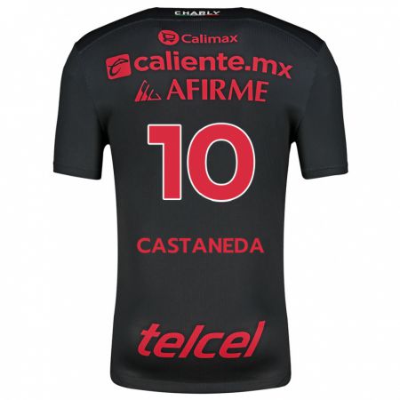 Kandiny Hombre Camiseta Kevin Castañeda #10 Negro Rojo 1ª Equipación 2024/25 La Camisa