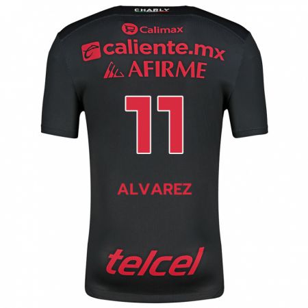 Kandiny Hombre Camiseta Efraín Álvarez #11 Negro Rojo 1ª Equipación 2024/25 La Camisa