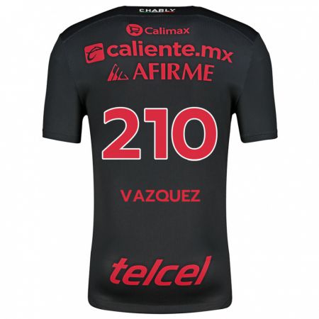 Kandiny Hombre Camiseta Daniel Vázquez #210 Negro Rojo 1ª Equipación 2024/25 La Camisa