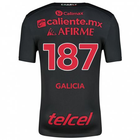 Kandiny Heren Carlos Galicia #187 Zwart Rood Thuisshirt Thuistenue 2024/25 T-Shirt