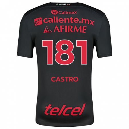 Kandiny Hombre Camiseta José Castro #181 Negro Rojo 1ª Equipación 2024/25 La Camisa