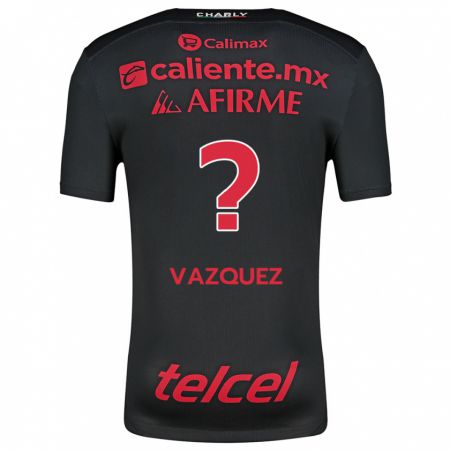 Kandiny Hombre Camiseta Aldair Vázquez #0 Negro Rojo 1ª Equipación 2024/25 La Camisa