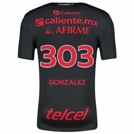 Kandiny Uomo Maglia Osmar González #303 Nero Rosso Kit Gara Home 2024/25 Maglietta