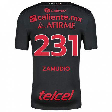 Kandiny Hombre Camiseta Irwin Zamudio #231 Negro Rojo 1ª Equipación 2024/25 La Camisa