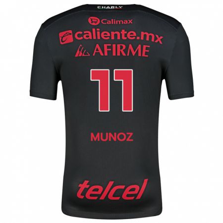 Kandiny Hombre Camiseta Sanjuana Muñoz #11 Negro Rojo 1ª Equipación 2024/25 La Camisa