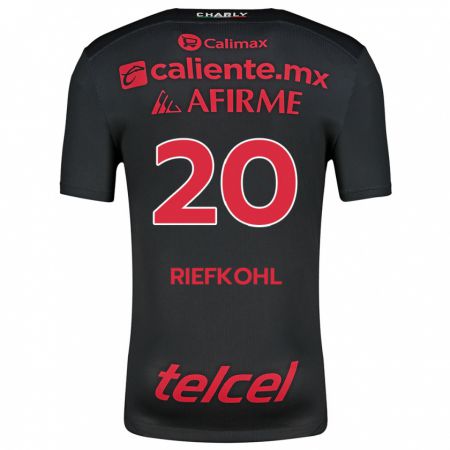 Kandiny Hombre Camiseta Luciana Riefkohl #20 Negro Rojo 1ª Equipación 2024/25 La Camisa