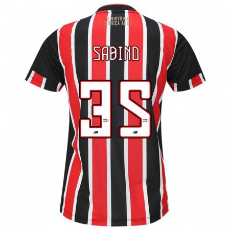 Kandiny Uomo Maglia Sabino #35 Nero Rosso Bianco Kit Gara Away 2024/25 Maglietta