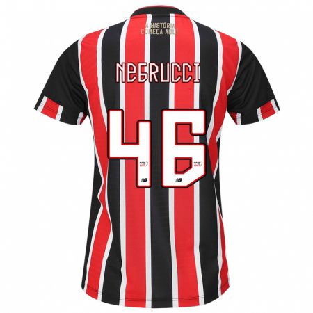 Kandiny Heren Felipe Negrucci #46 Zwart Rood Wit Uitshirt Uittenue 2024/25 T-Shirt