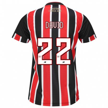 Kandiny Uomo Maglia David #22 Nero Rosso Bianco Kit Gara Away 2024/25 Maglietta