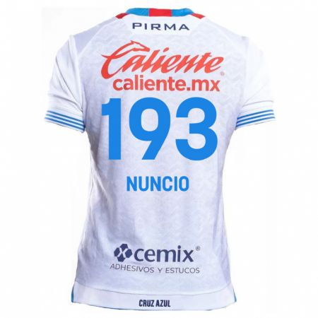 Kandiny Hombre Camiseta Jorge Nuncio #193 Blanco Azul 2ª Equipación 2024/25 La Camisa México