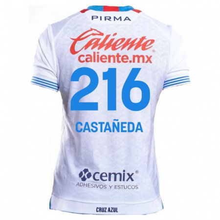 Kandiny Uomo Maglia Ian Castañeda #216 Bianco Blu Kit Gara Away 2024/25 Maglietta